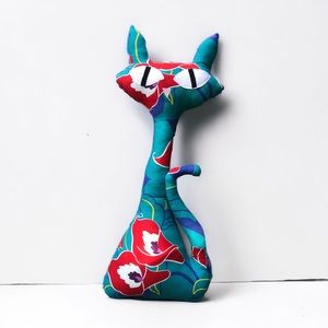 MCM Cat Pillow, Mid Century Modern Cat, Atomic Cat Lover, Cat Plush Decor